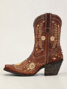 NWT Durango Women's Crush Golden Embroidered Wildfower Leather Western Boots